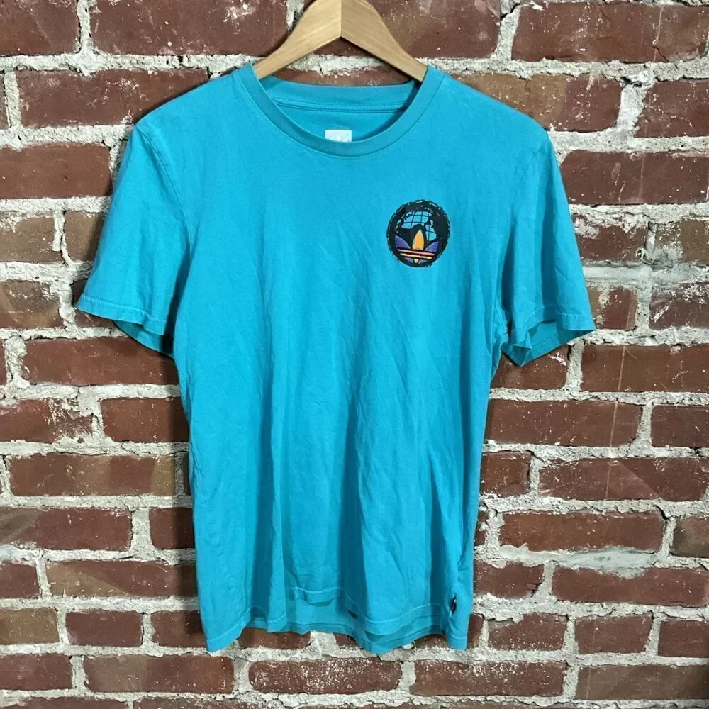 Adidas Skateboarding Shirt Mens Medium Blue White Trefoil Logo Climalite Casual